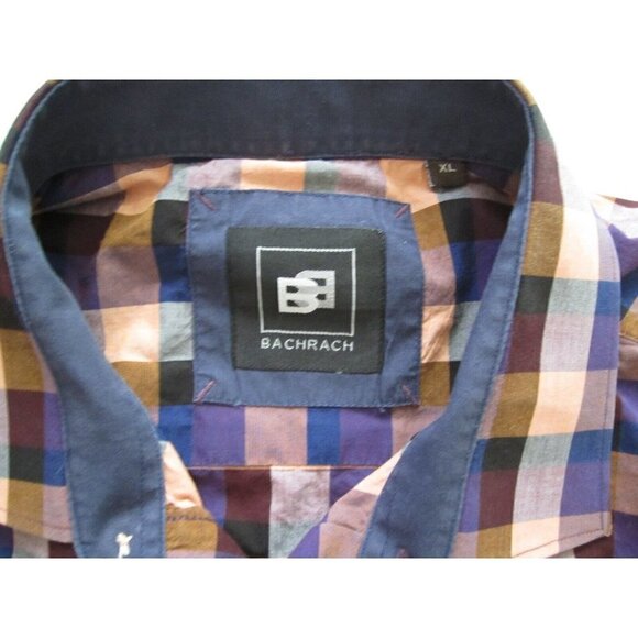 Men's Bachrach Cotton Front Button Checkered Plaid Long Sleeve Shirt Sz XL MT18 - Picture 5 of 5